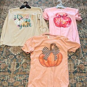 Bundle Set of Three Fall Pumpkin Graphic Tees size small